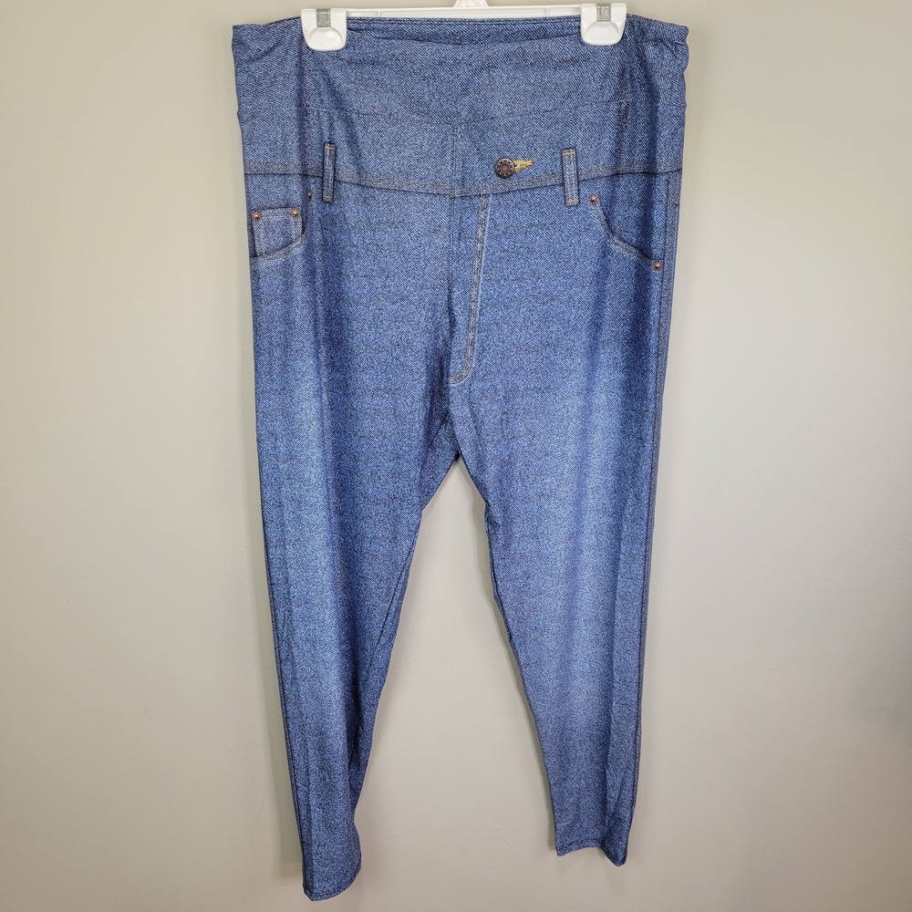 Dren Designs Faux Denim Polyester Spandex‎ Ankle Leggings Extended Plus Size